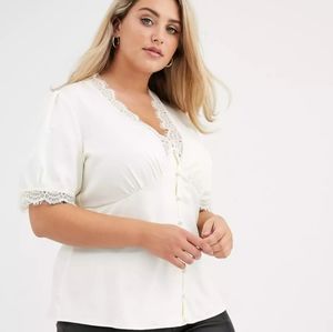 ASOS Fashion Union Button Front Sateen Blouse